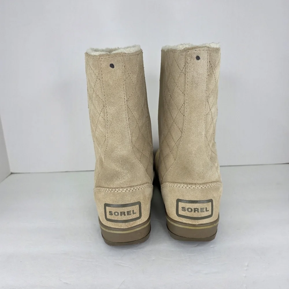 Sorel Women’s Glacy Winter Boots Size 7 Brown Tan Suede Waterproof Boots Slip on